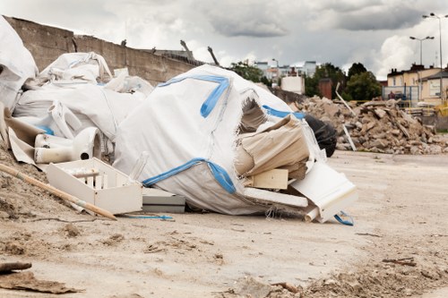 Various types of builders waste materials ready for clearance